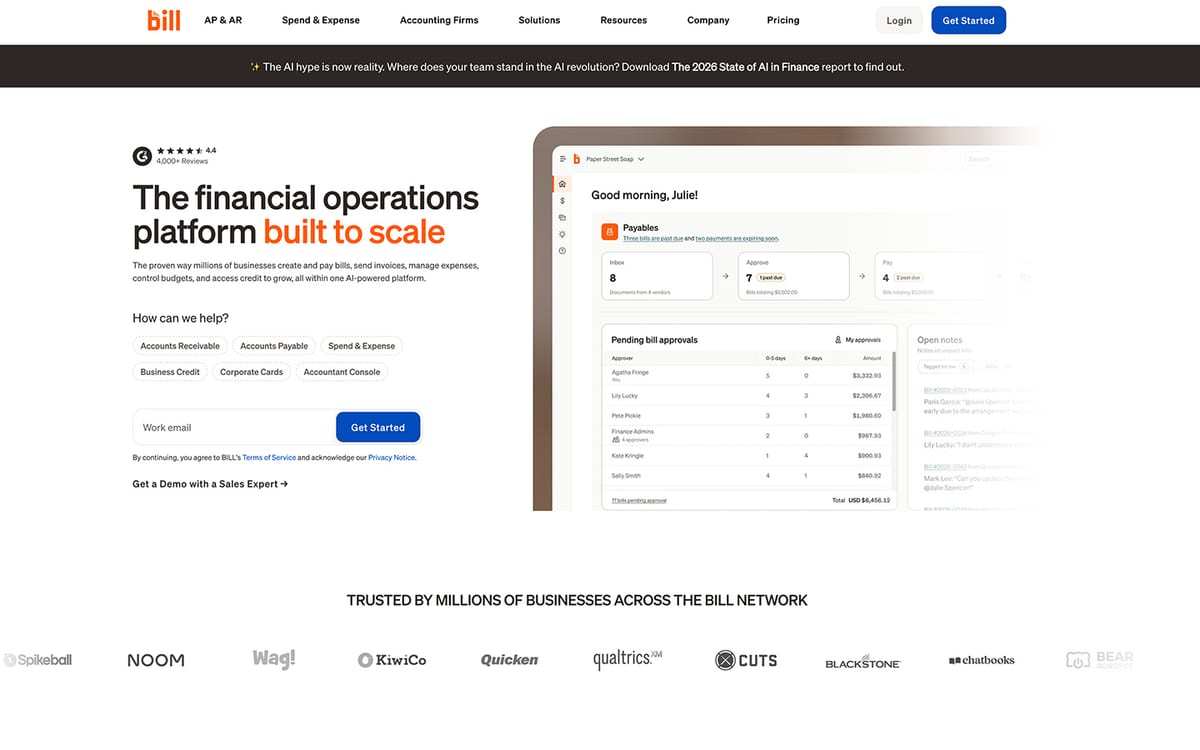 BILL accounts payable and purchase order website, September 2026