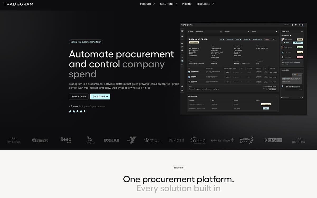 Tradogram purchase order software website, September 2026